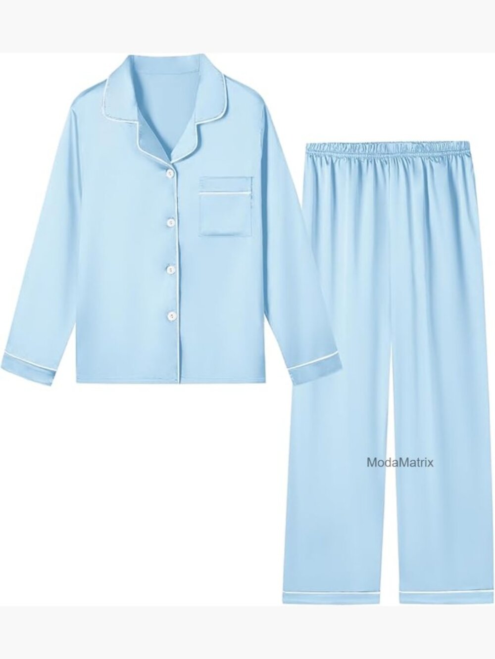 2-Piece Satin Pajama Set for Girls, Button-Down Sleepwear, Soft Silky Pjs
